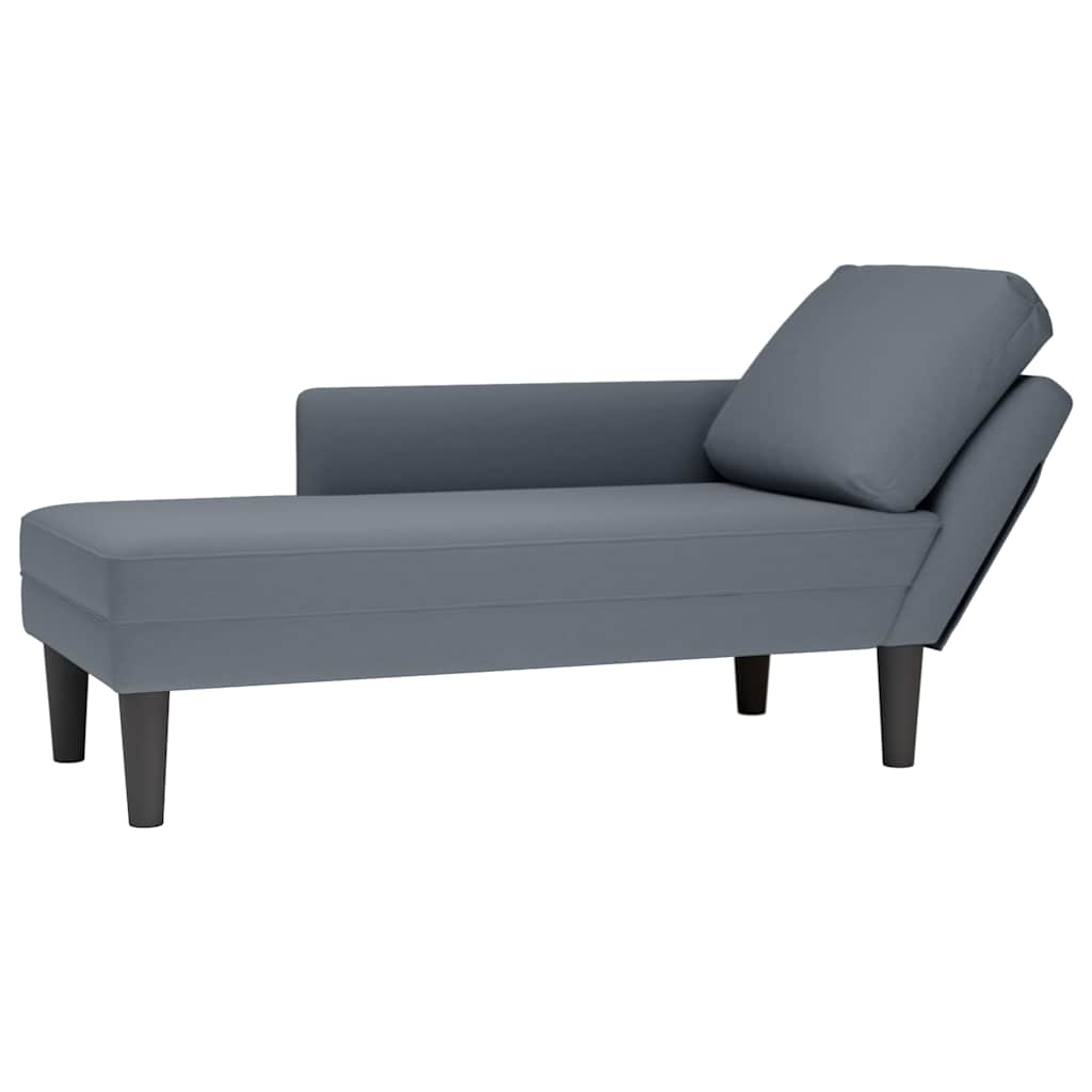 vidaXL Tumbona con almohada reposabrazo derecho terciopelo gris oscuro