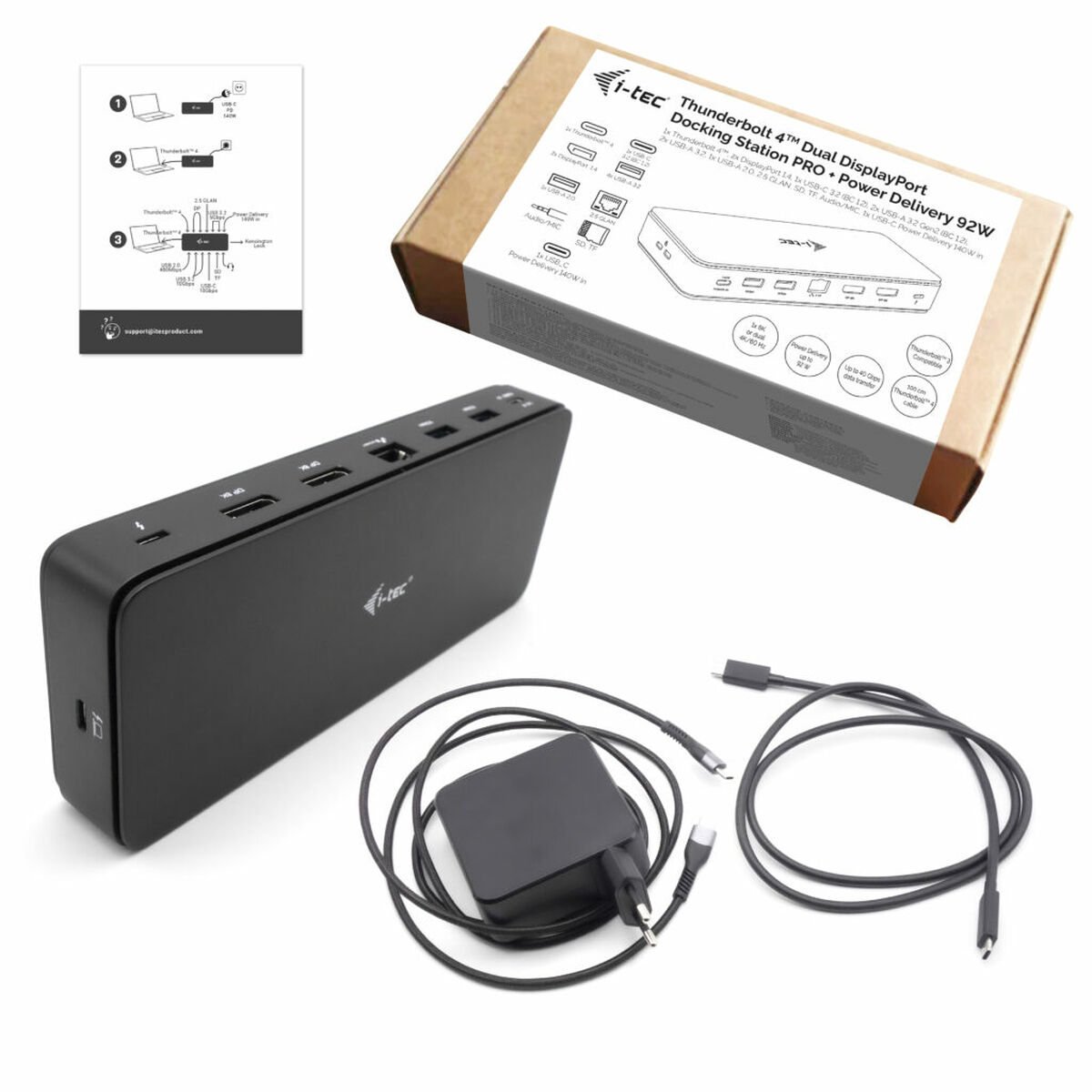 Hub usb i-tec tb4dualdpdockpdpro negro