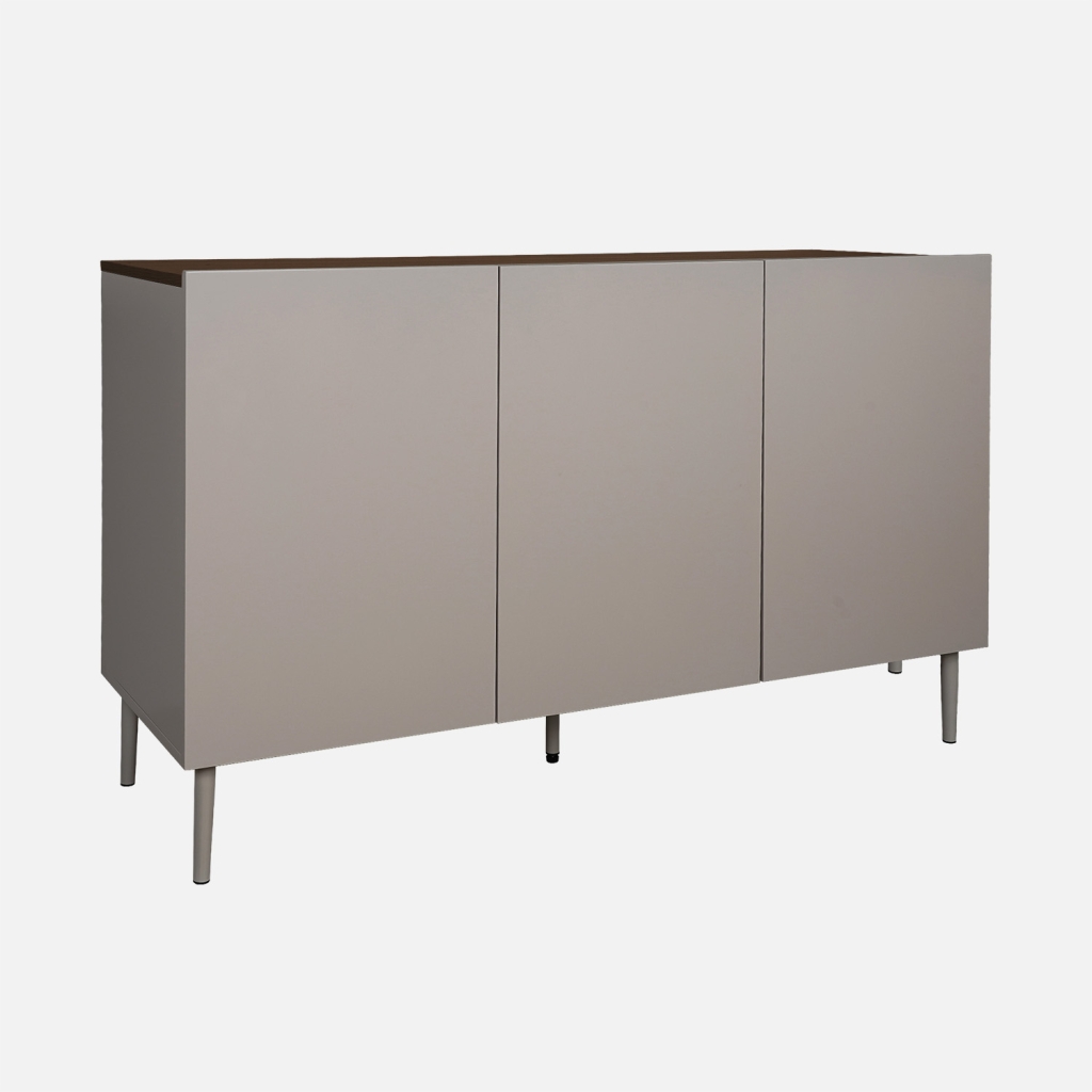 sweeek - Aparador de metal y decoración de madera 3 puertas 120cm , Ashton , 120x40x75