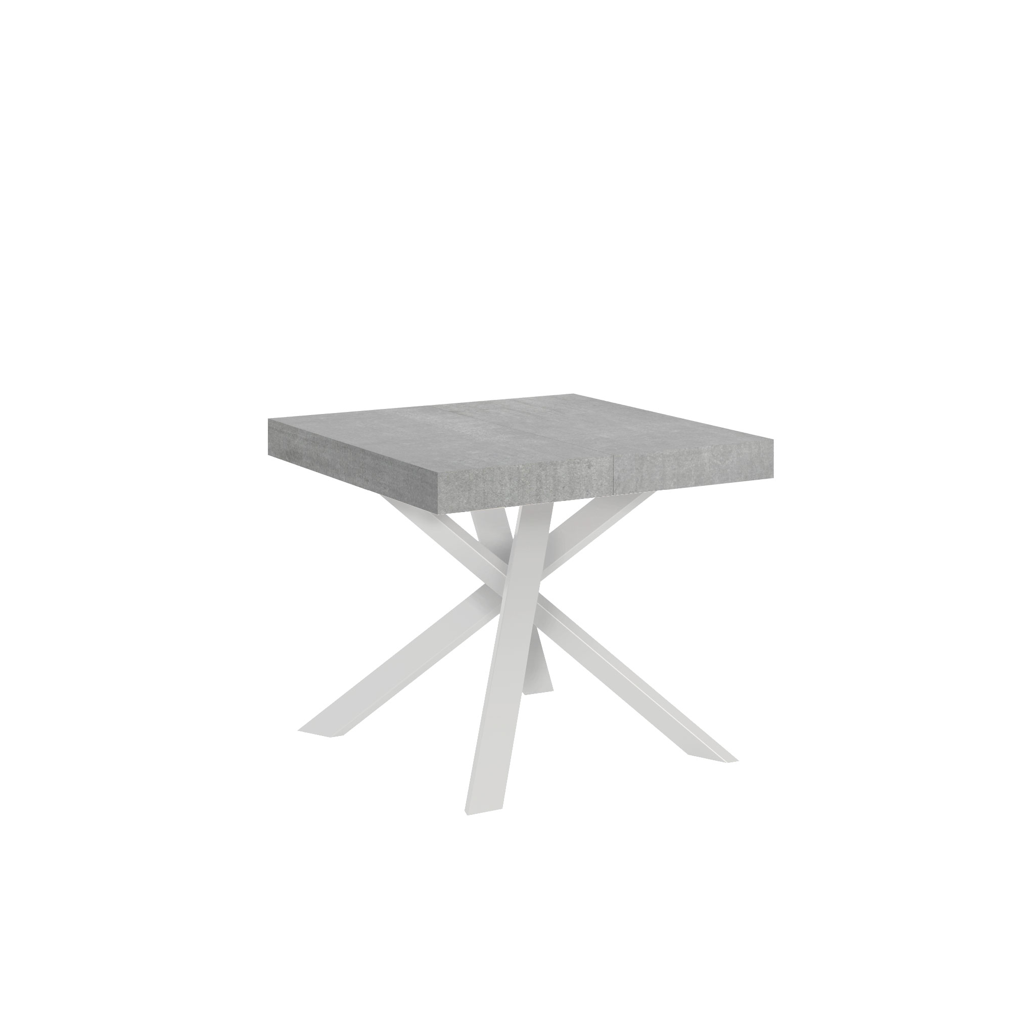 Mesa extensible 90x90/194 cm Clerk Tapa de cemento - Patas blancas - Itamoby