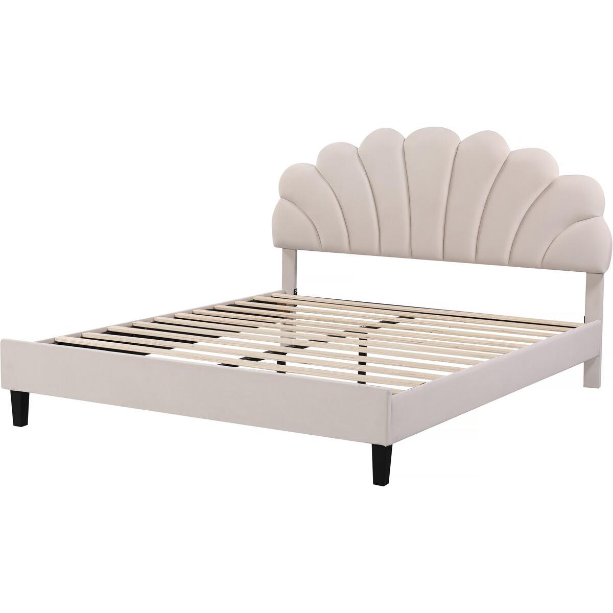 Habitat y Jardin - Cama de terciopelo "Manon" - Beige - 140 x 190 cm