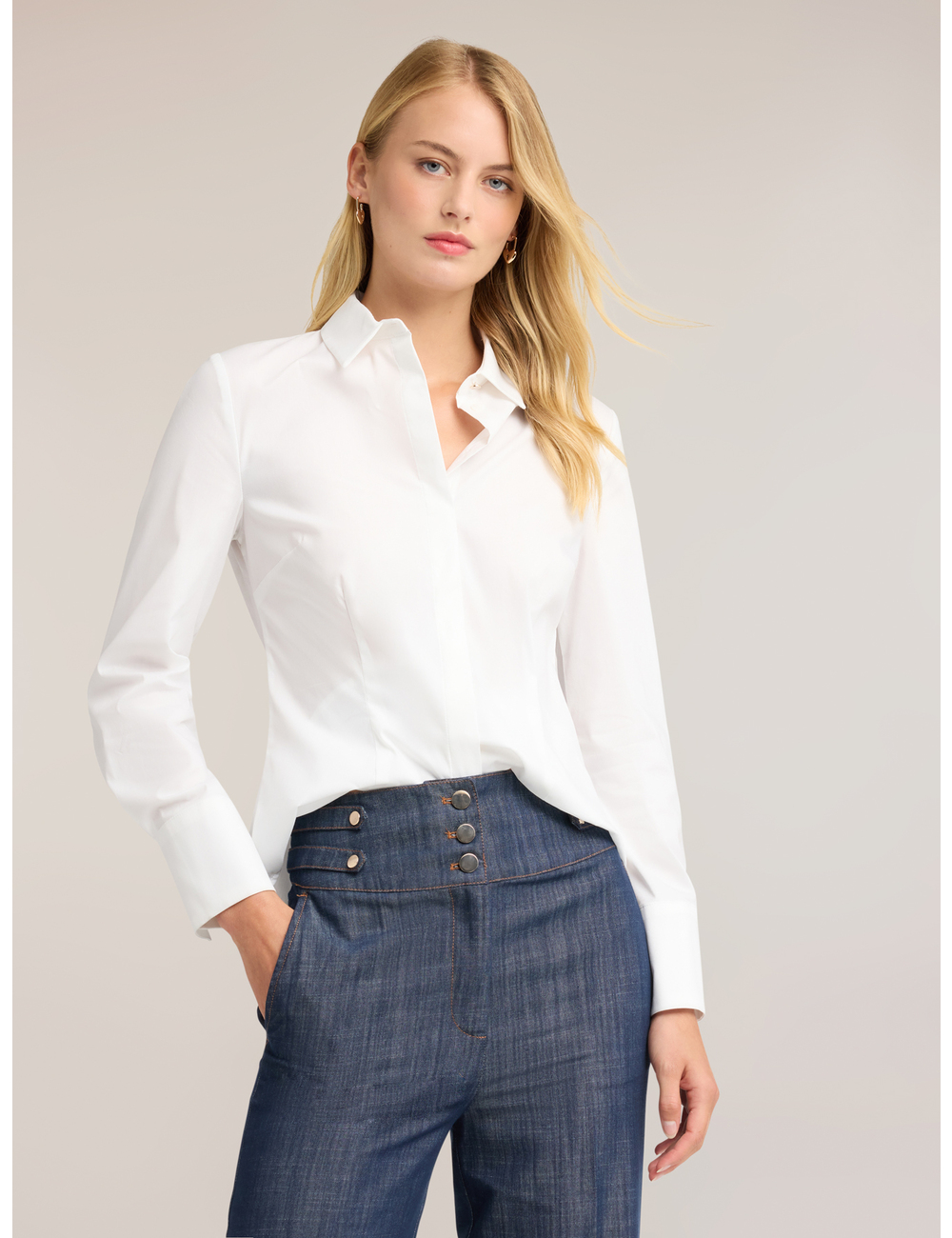 Motivi - Camisa de popelín con botones ocultos