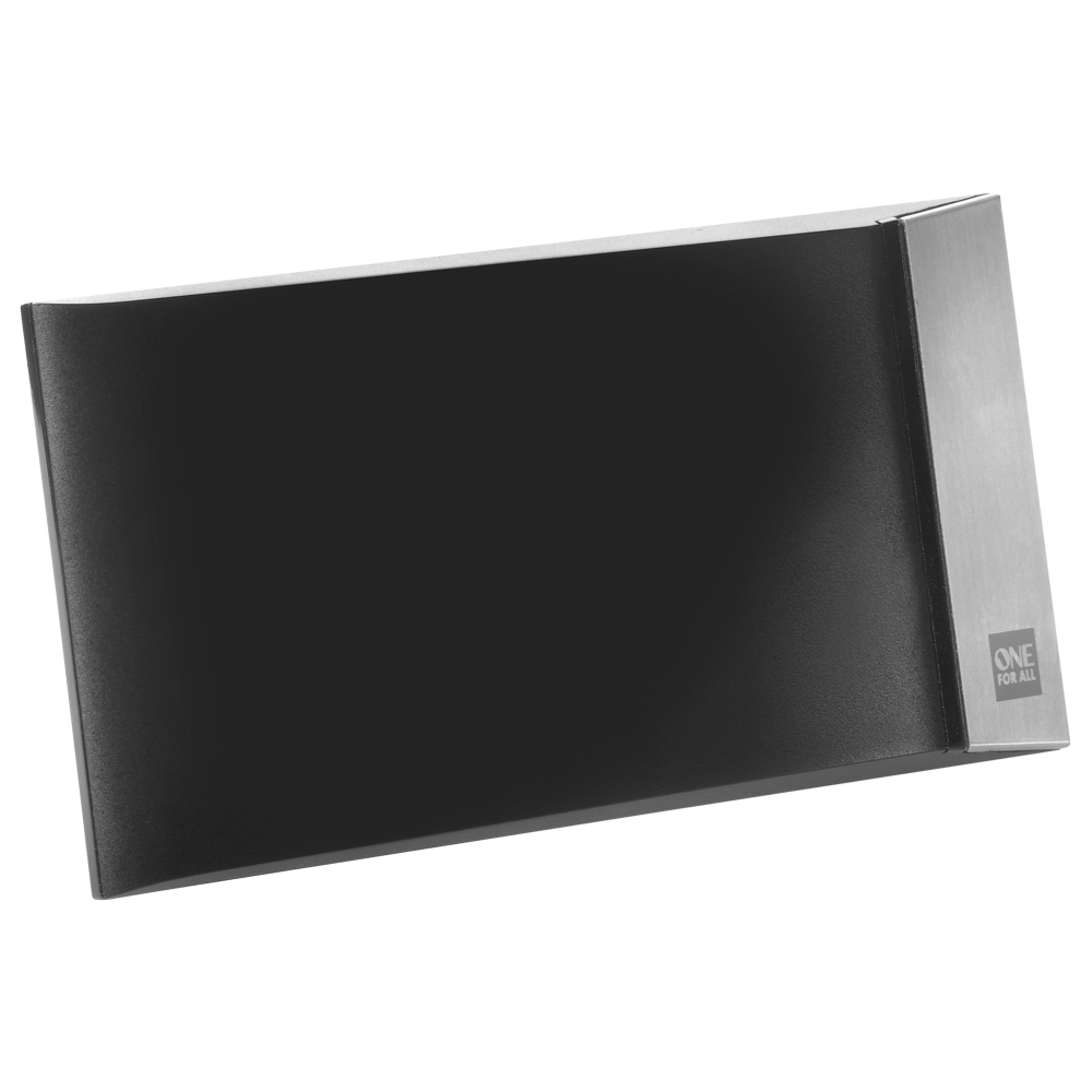 One For All - Antena interior SV9335 para televisión con filtro 3G/4G/5G contra interferencias, diseño discreto negro y recepción VHF/UHF estable