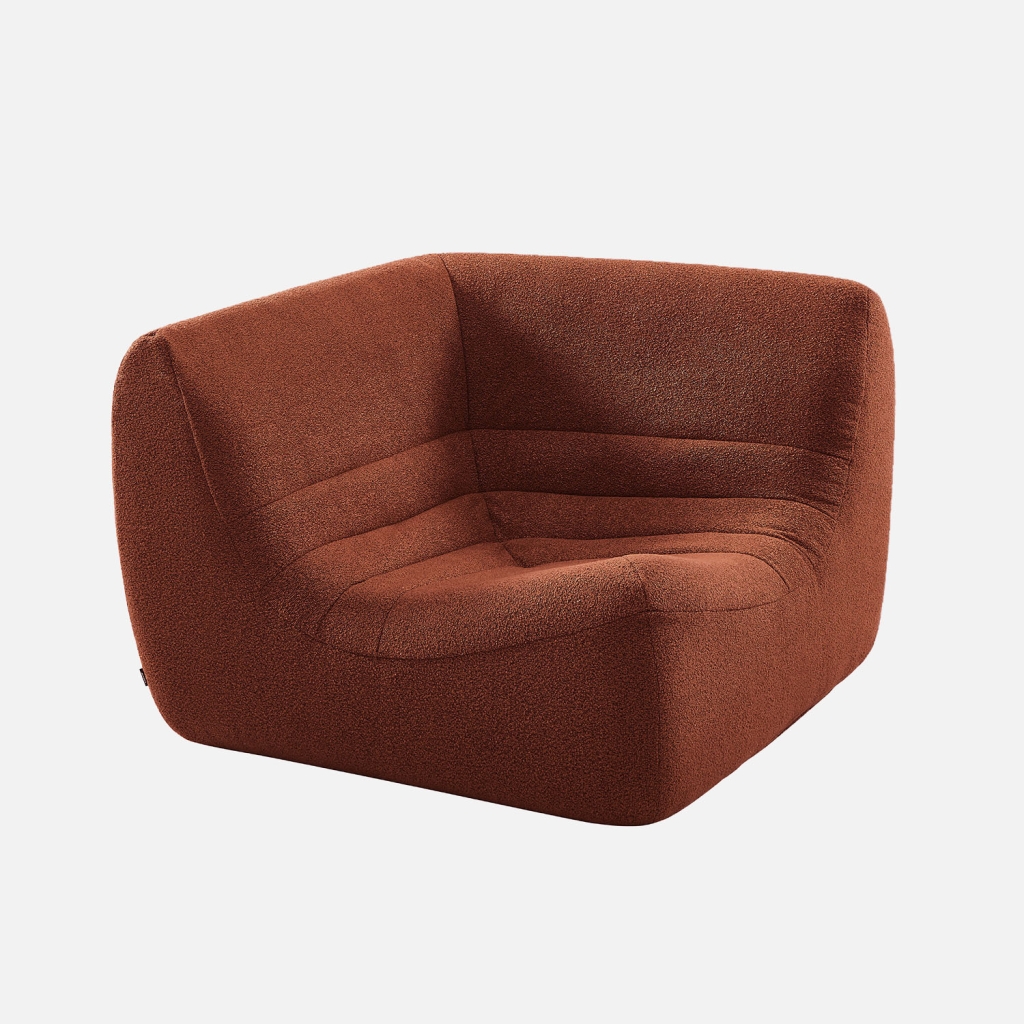sweeek - Sillón esquinero de borreguito texturizado,1 plaza , Sokol borreguito , 100x100x72