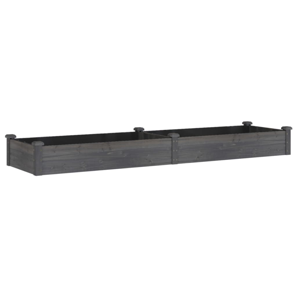 vidaXL Jardinera arriate con forro madera maciza abeto 240x60x25 cm Color Natural,  Marrón,  Gris y mas