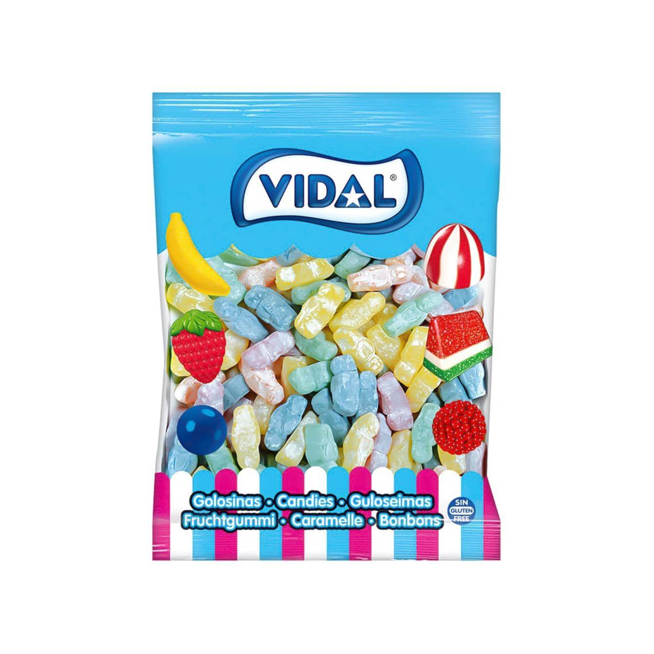 Vidal Jelly Babies en bolsa de 1 Kg - Sabroso y divertido surtido de ositos de diversos olores y colores - Sabor Limón, Naranja, Grosella y Fresa - Con cobertura de azúcar - Tamaño grande - Sin gluten y sin grasa