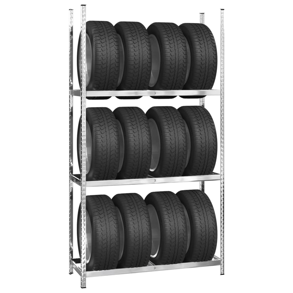 vidaXL Estantería de neumáticos de 3 niveles acero plata 110x40x200 cm