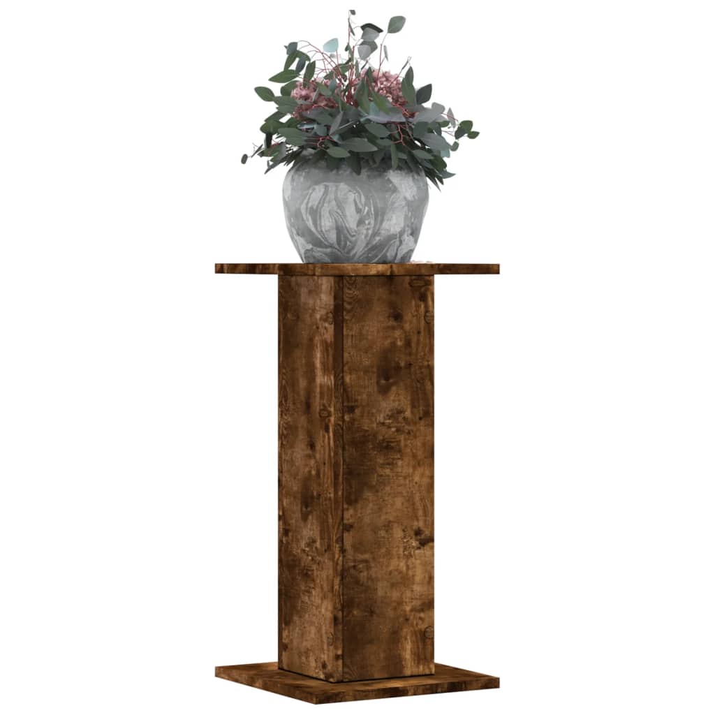 vidaXL Soportes de plantas 2 uds madera 30x30x60 cm Color Gris hormigón,  Gris sonoma,  Blanco y mas