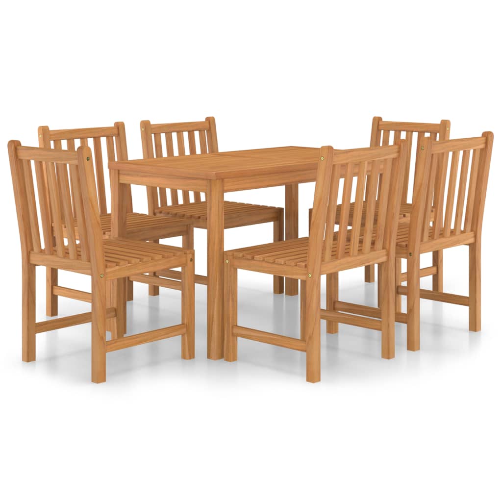 vidaXL Conjunto de comedor de jardín de 7 piezas, 120 x 70 cm, madera maciza de teca