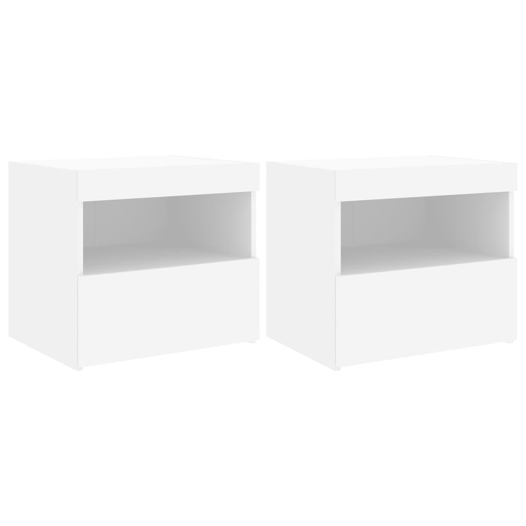 Vidaxl Mesitas de Noche con Luces LED 2 Unidades 50x40x45 Cm Blanco