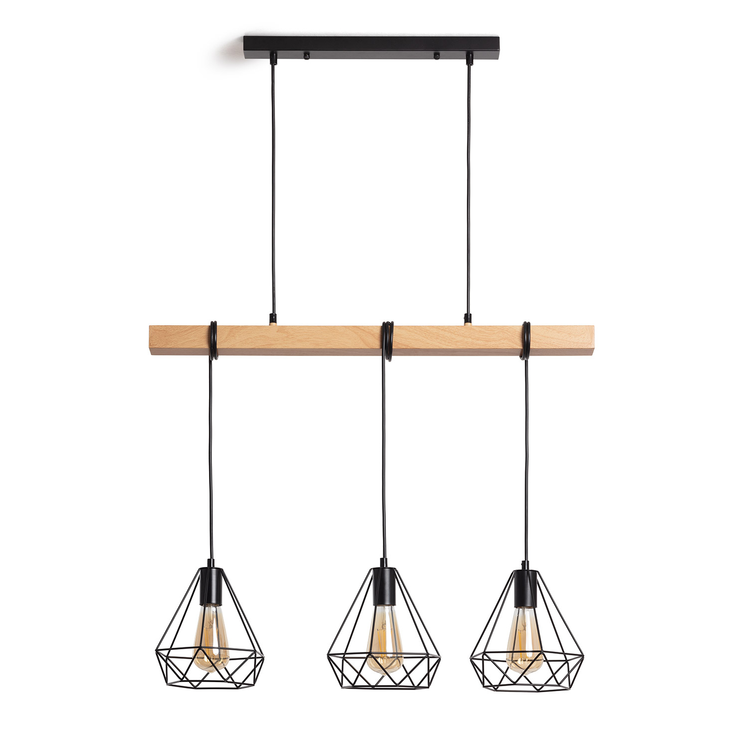Ledkia Lámpara Colgante Metal Sardo 3 Focos Estilo Industrial y Retro