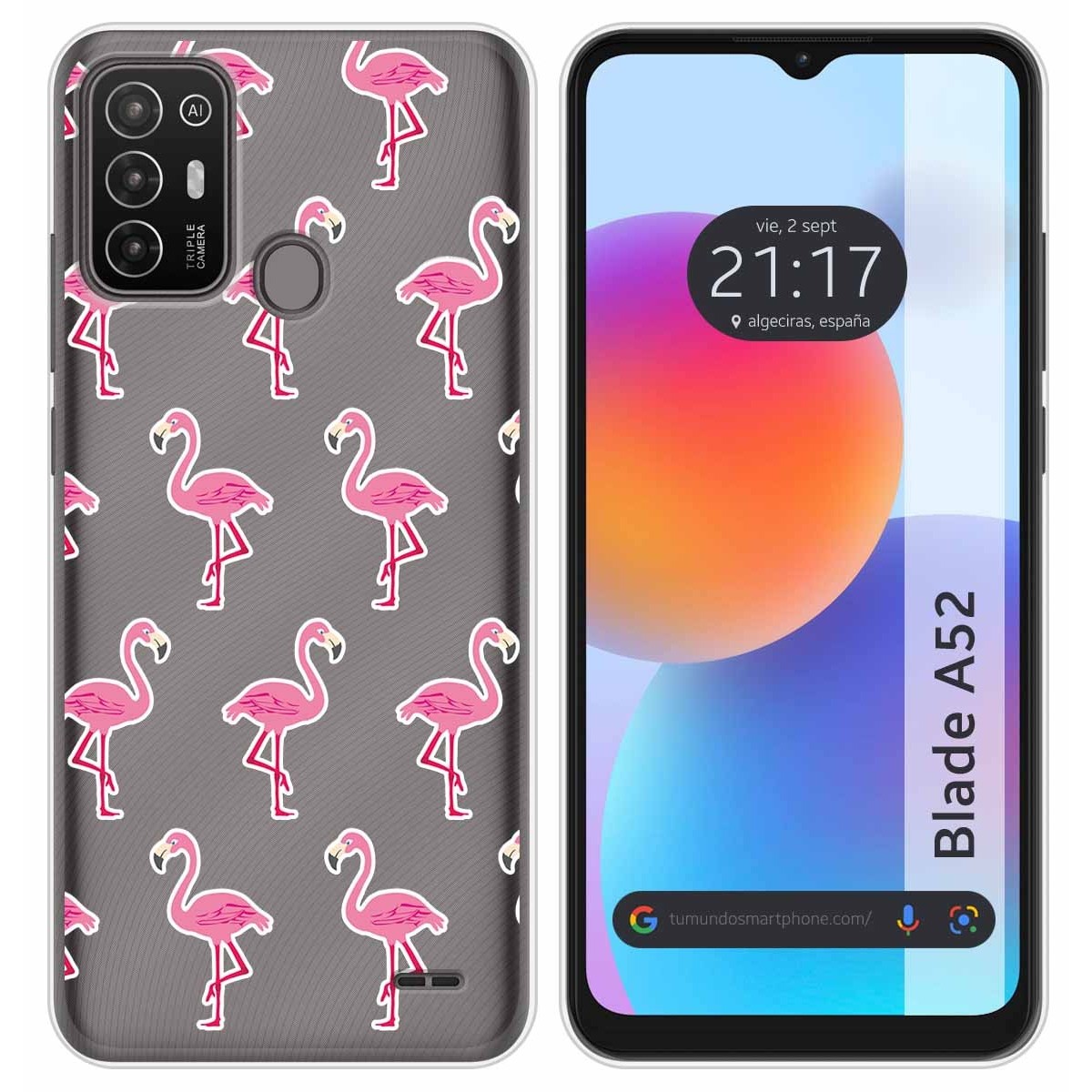 Tumundosmartphone Funda Silicona Transparente ZTE Blade A52 Flamenco
