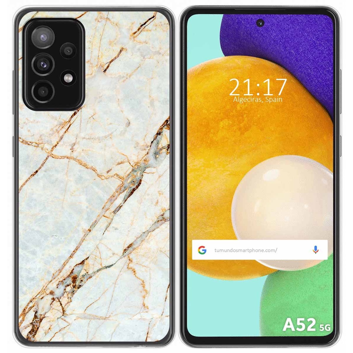 Tumundosmartphone Funda Gel Tpu para Samsung Galaxy A52 / A52 5G / A52s 5G diseño Mármol 13 Dibujos