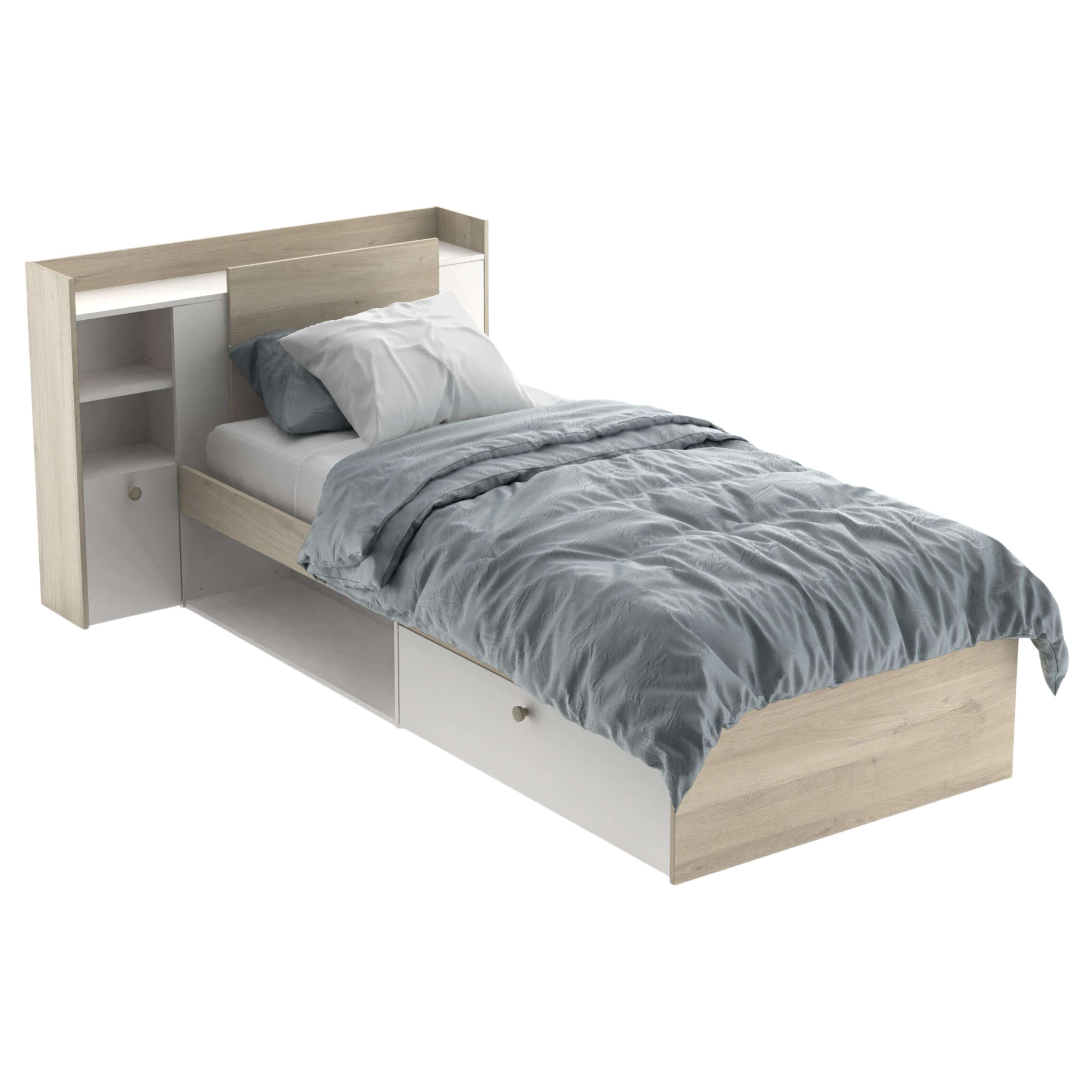 Miroytengo Cama Juvenil Life Con Cabecero Color Roble Kronberg Y Blanco 90x190-200 cm