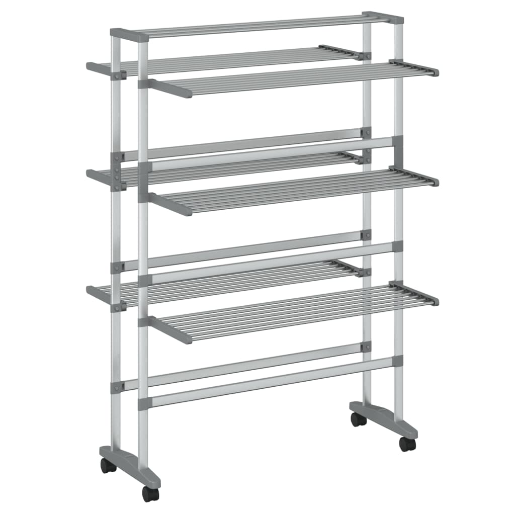 vidaXL Tendedero para ropa con ruedas aluminio 89x64x129 cm