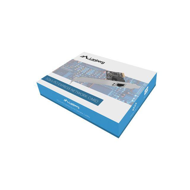 LANBERG - Tarjeta de red interna PCE-1GB-201 para PC con interfaz PCI Express, velocidad Gigabit (1000 Mbit/s), compatible con Windows y Linux, puerto RJ-45, diseño compacto negro con indicadores LED