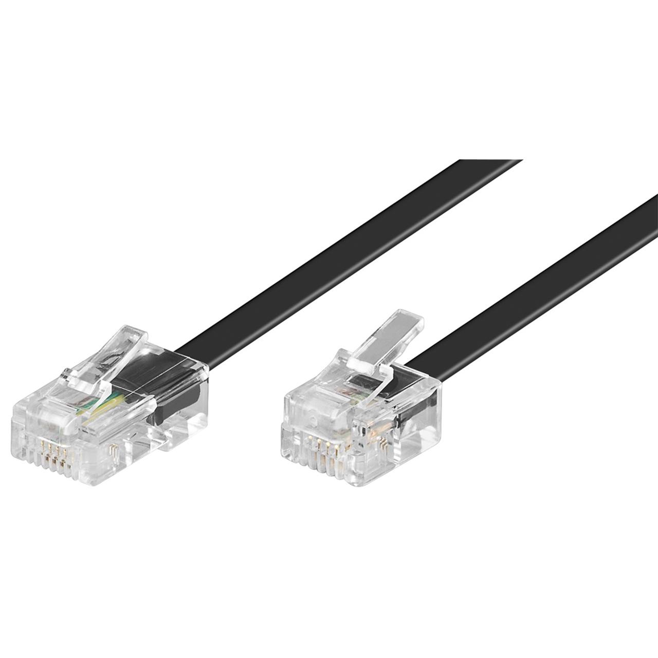Wentronic Goobay 10m RJ-11/RJ-45 Cable Negro - Adaptador para Cable (RJ-11, RJ-45, Macho/Macho, 10 m, Negro)