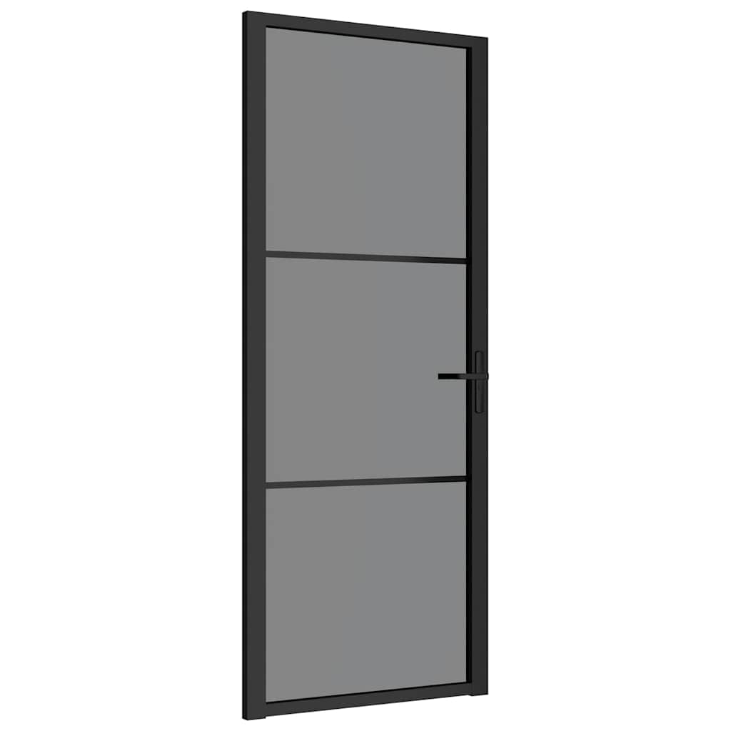 vidaXL Puerta interior vidrio EGS y aluminio negro 83x201,5 cm
