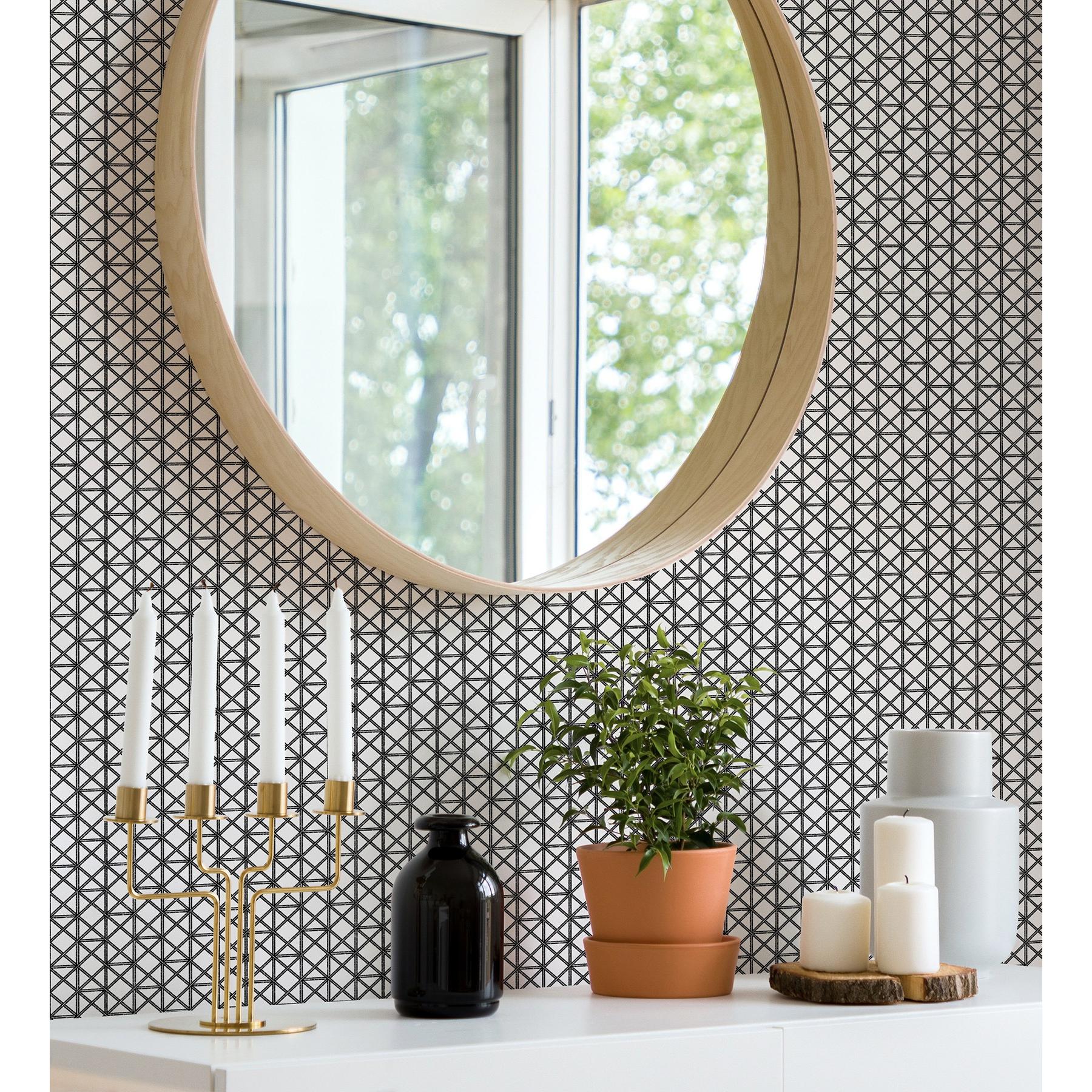 Papel pintado vinílico ecológico de celosía con tramado de diamante - Diamond Lights 680769 de GAULAN - Rollo de 10 m x 0,53 m