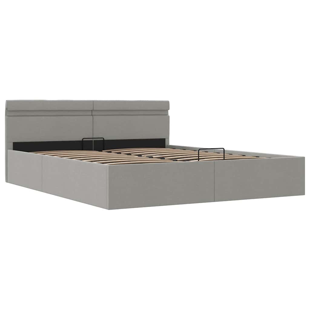vidaXL Cama hidráulica almacenaje sin colchón gris claro 180x200 cm