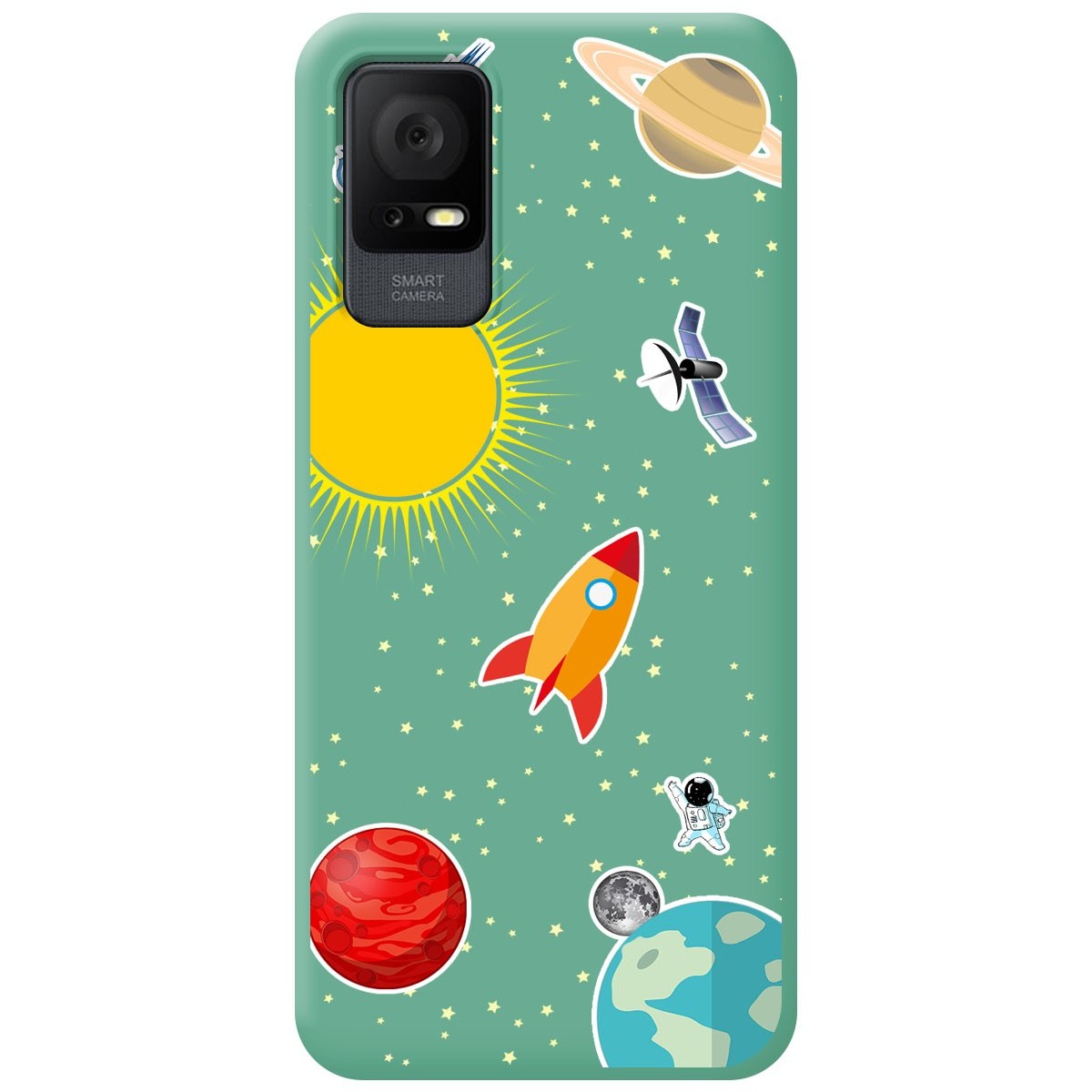 Funda Silicona Líquida Verde para TCL 405 diseño Espacio Dibujos