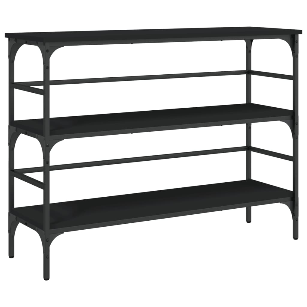 Mesa Consola Vidaxl de Madera de Ingeniería 100x32x75 Cm - Negro / Roble Sonoma / Roble Ahumado - Amplio Espacio de Almacenaje - Patas Ajustables