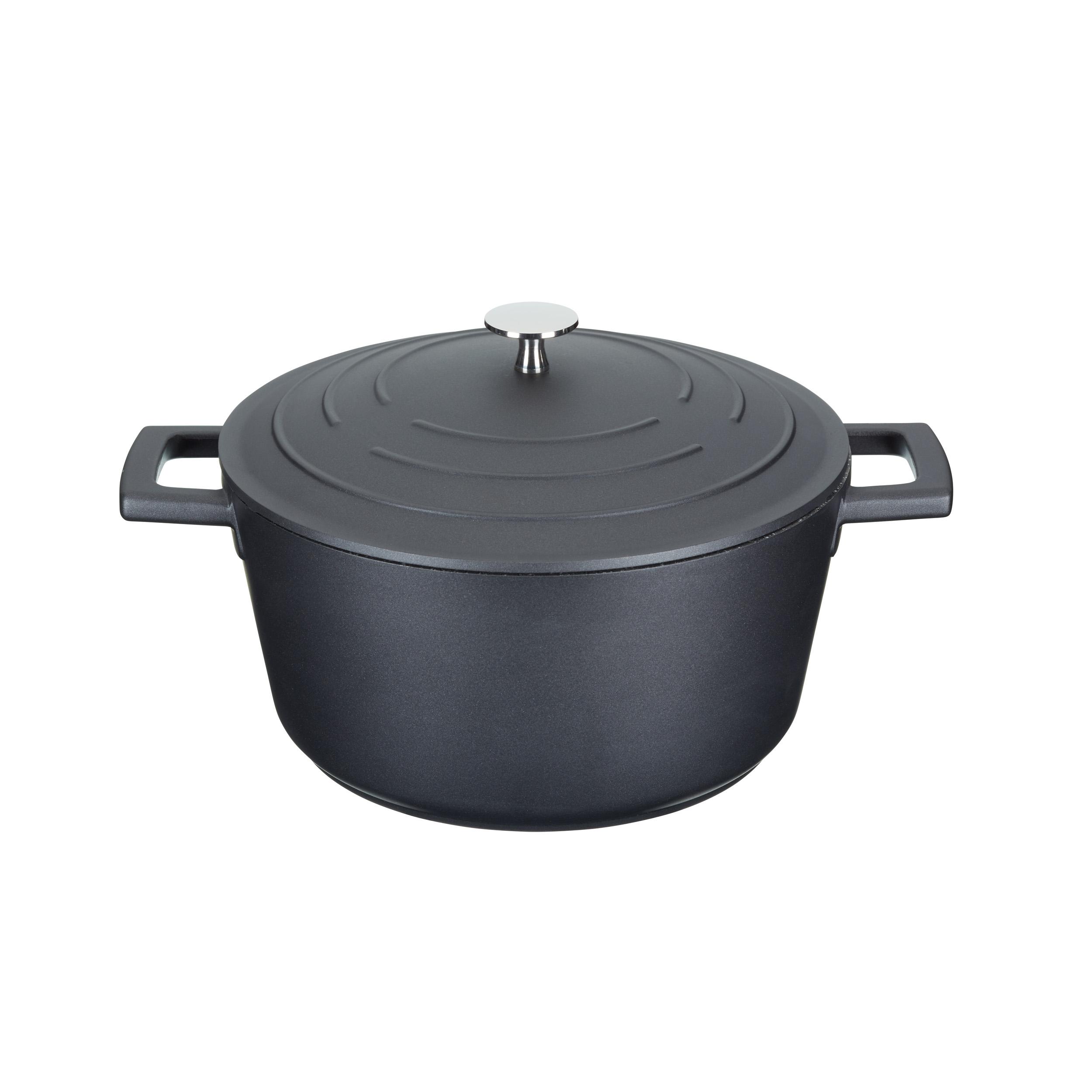 MasterClass Lid Casserole, Medium 4L/24 cm, Lightweight Cast Aluminum, Suitable for Oven and Induction Plate, Black