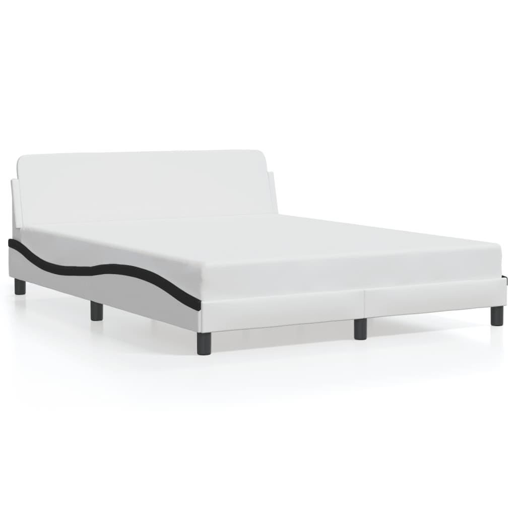 vidaXL Estructura de cama Dover cuero sintético blanco negro 160x200 cm