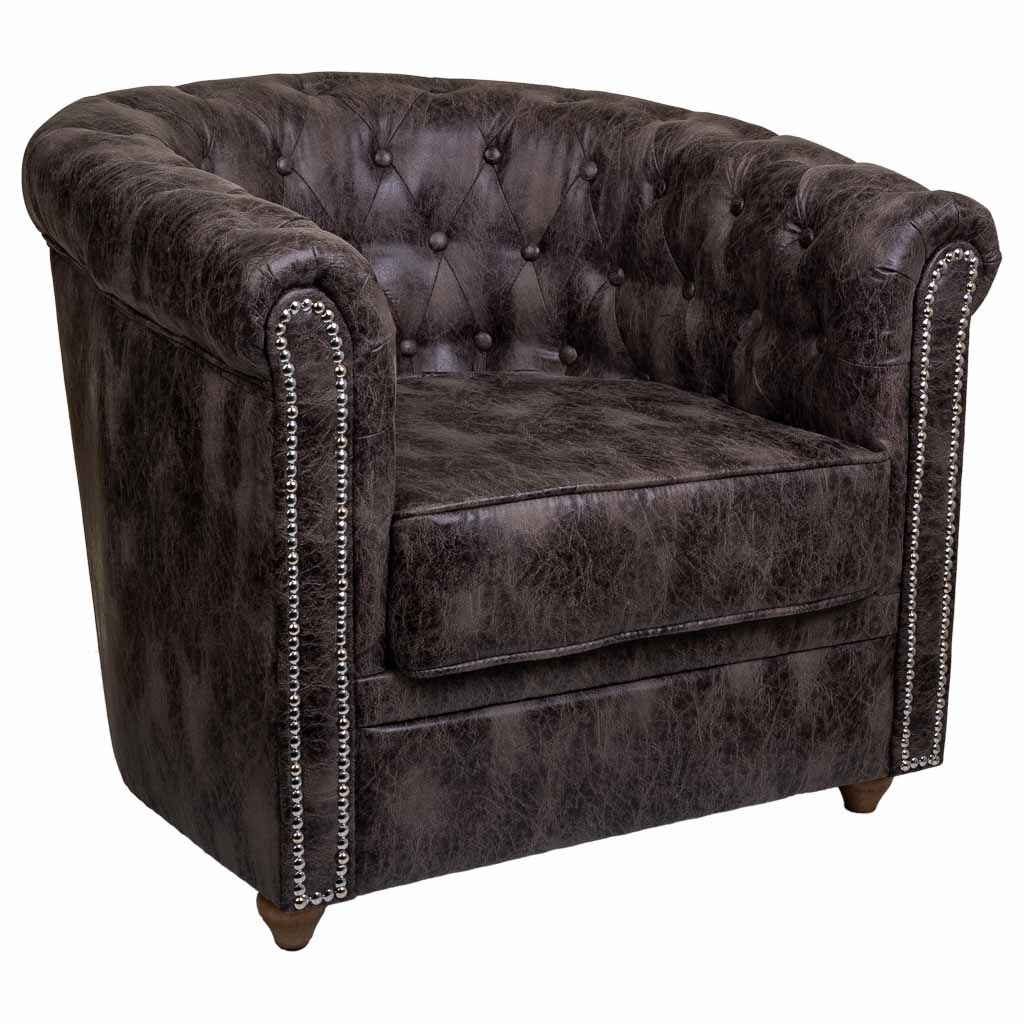 WANDERLUST DECO Sillón tapizado marrón 80x80x48/72h cm