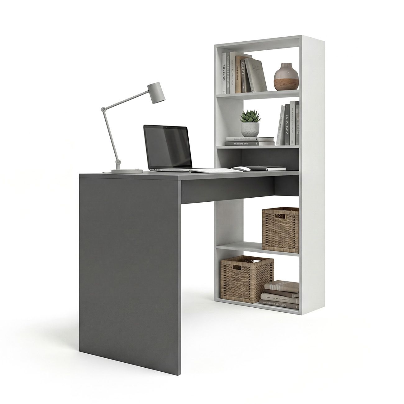 duehome - Mesa de escritorio con estantería 120x50 cm Cosmic