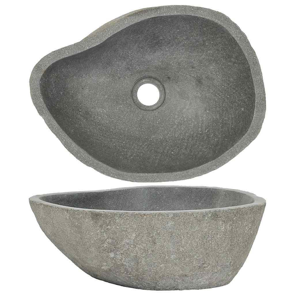 vidaXL Lavabo Ovalado Fregadero Lavamanos Cuenca para Baño Aseo Piedra de Río
