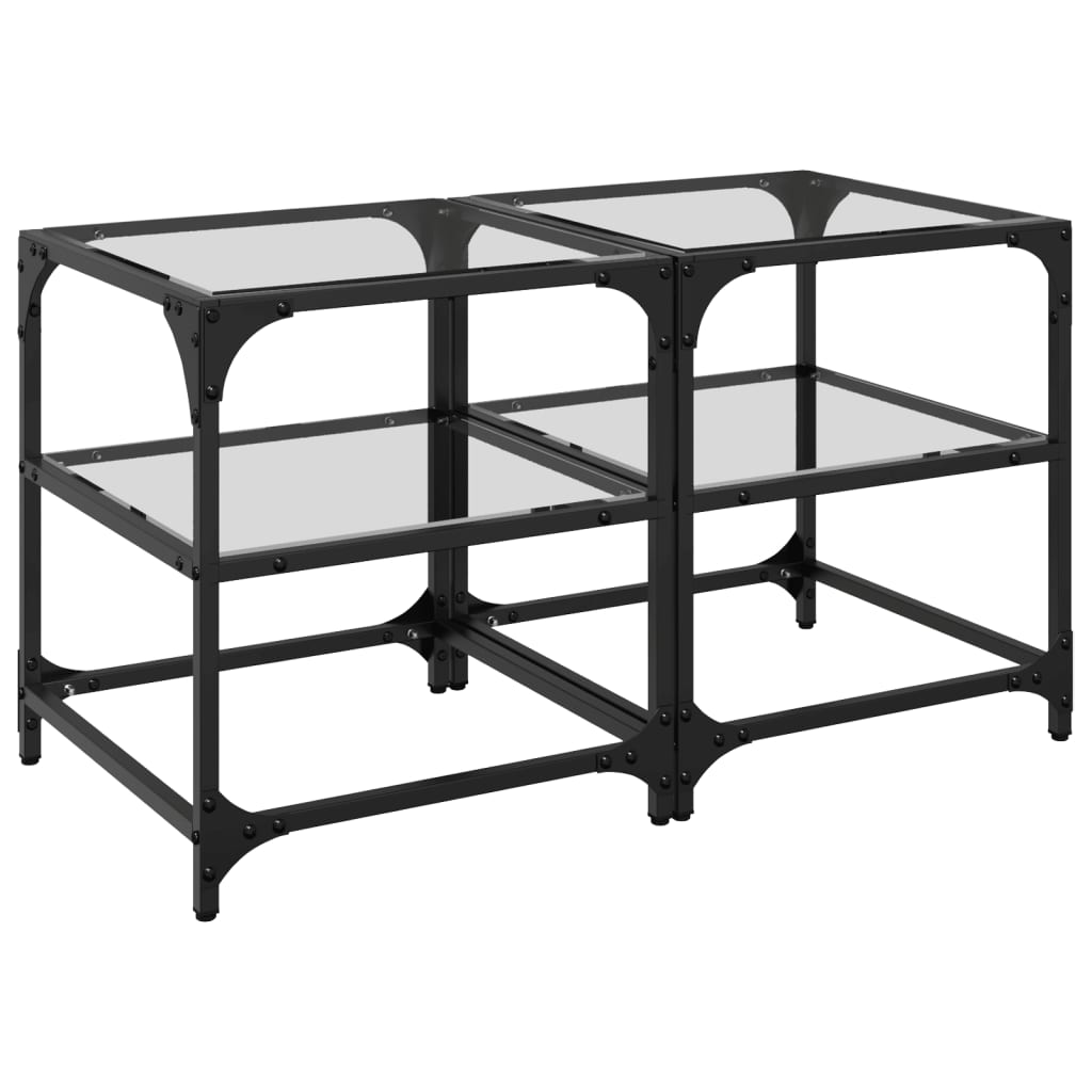 Mesa de Centro Vidaxl Superficie de Vidrio 2 Uds Acero 40x40x45 Cm Transparente