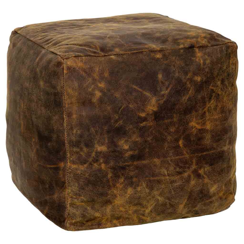 Wonderlust Deco - Puff de cuero marrón 45x45x45h cm Marrón 45x45x45h cm