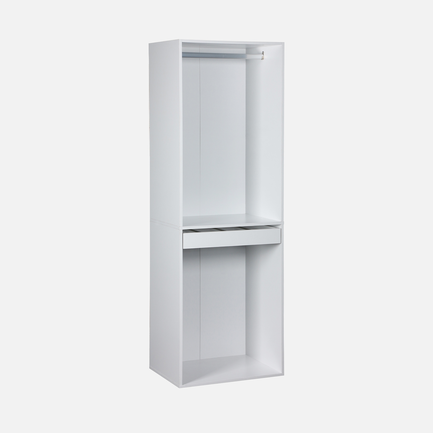 sweeek - Módulo de vestidor con decoración de madera, con barra para colgar y porta-pantalones , Nepal , 60x45x180