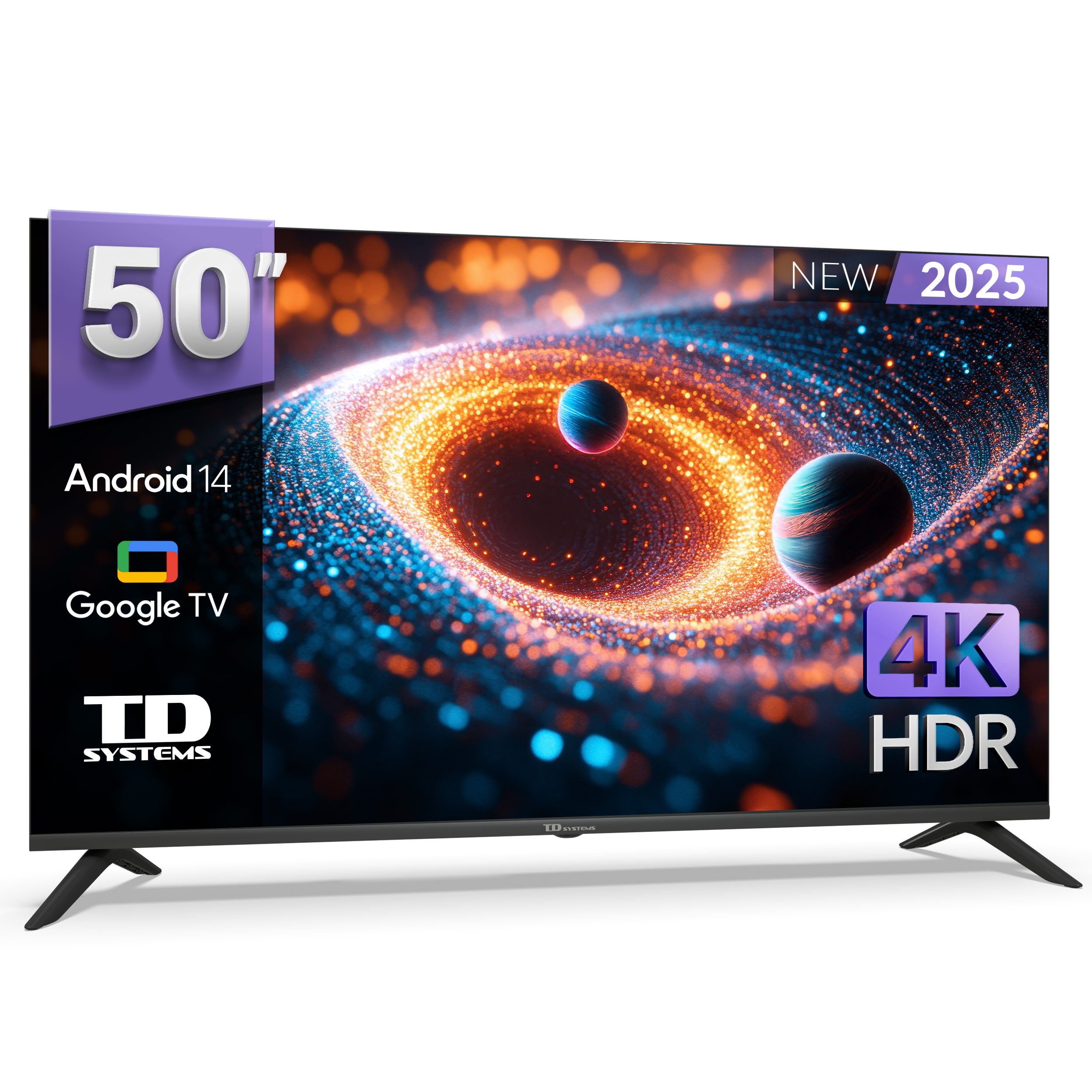 Smart TV 50 pulgadas Led 4K, televisor Hey Google Official Assistant, control por voz - TD Systems K50DLC21GLE