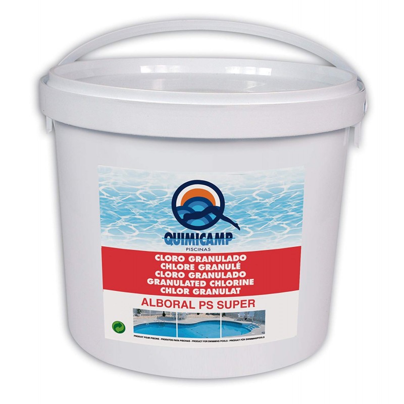 Tratamiento con cloro Alboral PS super granulado 5 kilos Quimicamp para el mantenimiento de piscinas