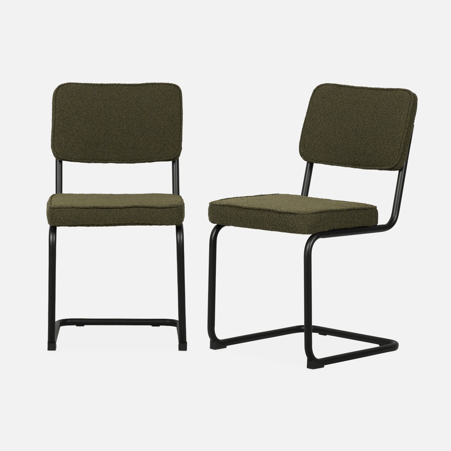 sweeek - Silla cantilever de borreguito texturizado, set de 2 , Maja borreguito , 46x54x84