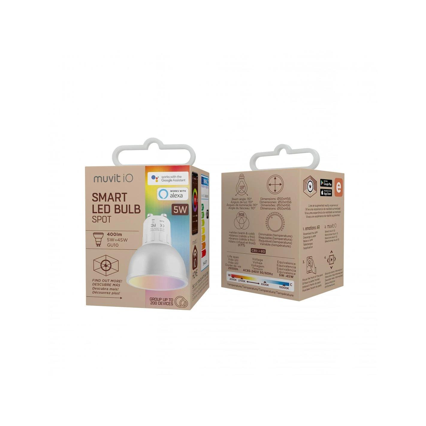 Iluminación Smart Home Bombilla inteligente GU10 LED Wi-Fi 5W GU10 Reflectora MUVIT SB-111
