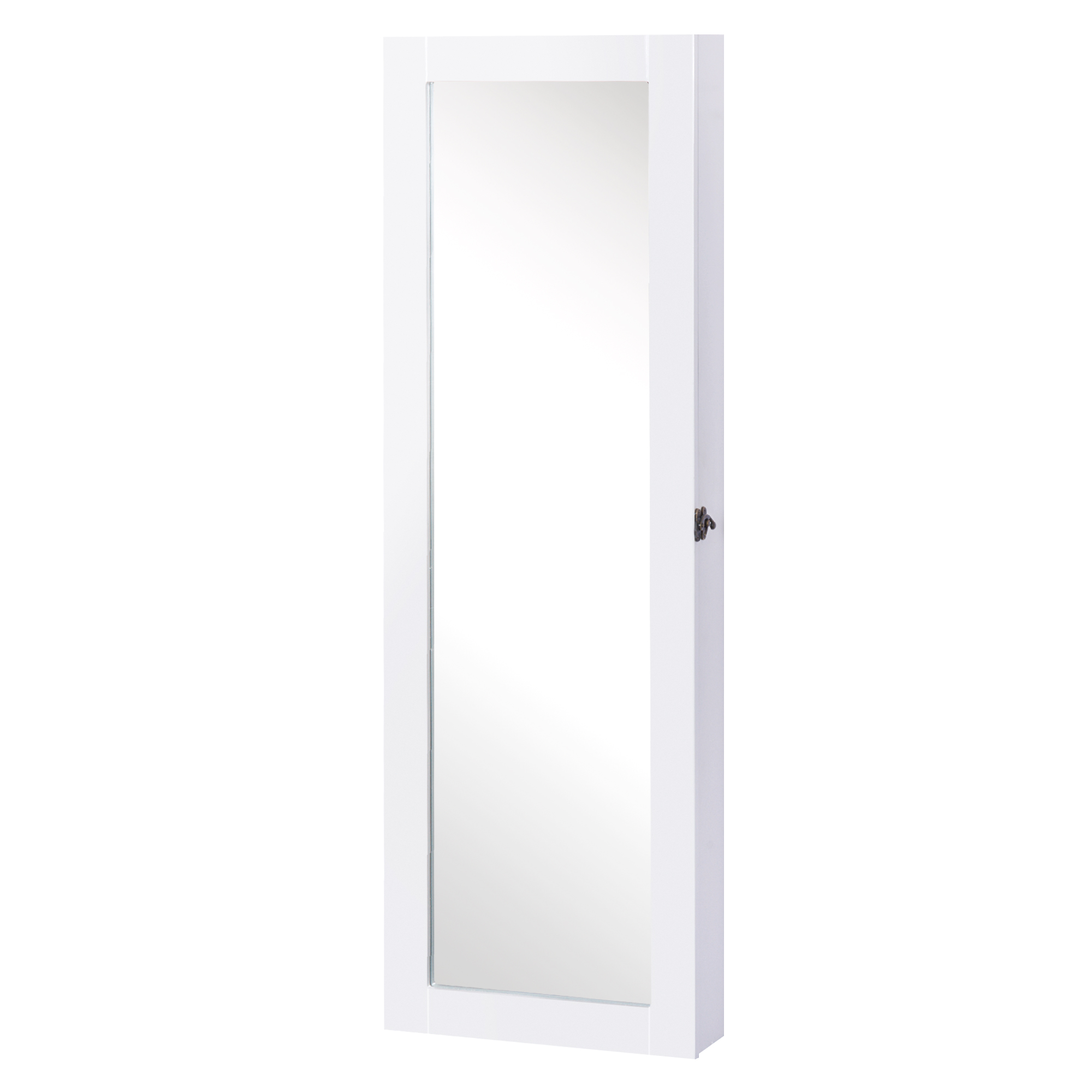 HOMCOM Espejo Joyero Colgante de Pared Armario de Joyería Organizador de Joyas con Ganchos y Ranuras para Collares para Dormitorio Salón 37x9,5x112 cm