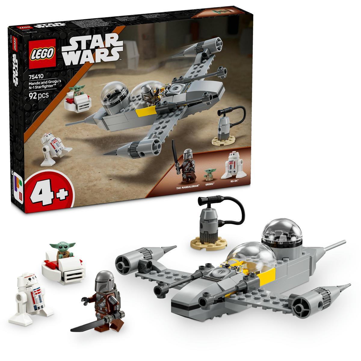 LEGO 75410 Star Wars Caza Estelar N-1 de Mando y Grogu_ Maqueta de Juguete con Figuras del Mandaloriano_ Baby Yoda y R5-D4_ Set de Iniciación_ Regalo The Mandalorian para Niños y Niñas de 4 Años o Más