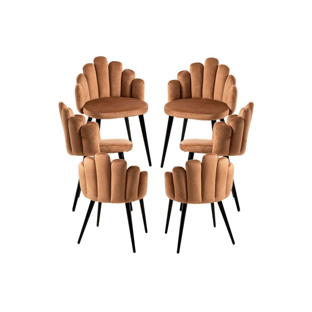 Regalos Miguel - Packs Sillas Comedor - Pack 6 Sillas Hand Patas Negras Terciopelo - Marrón