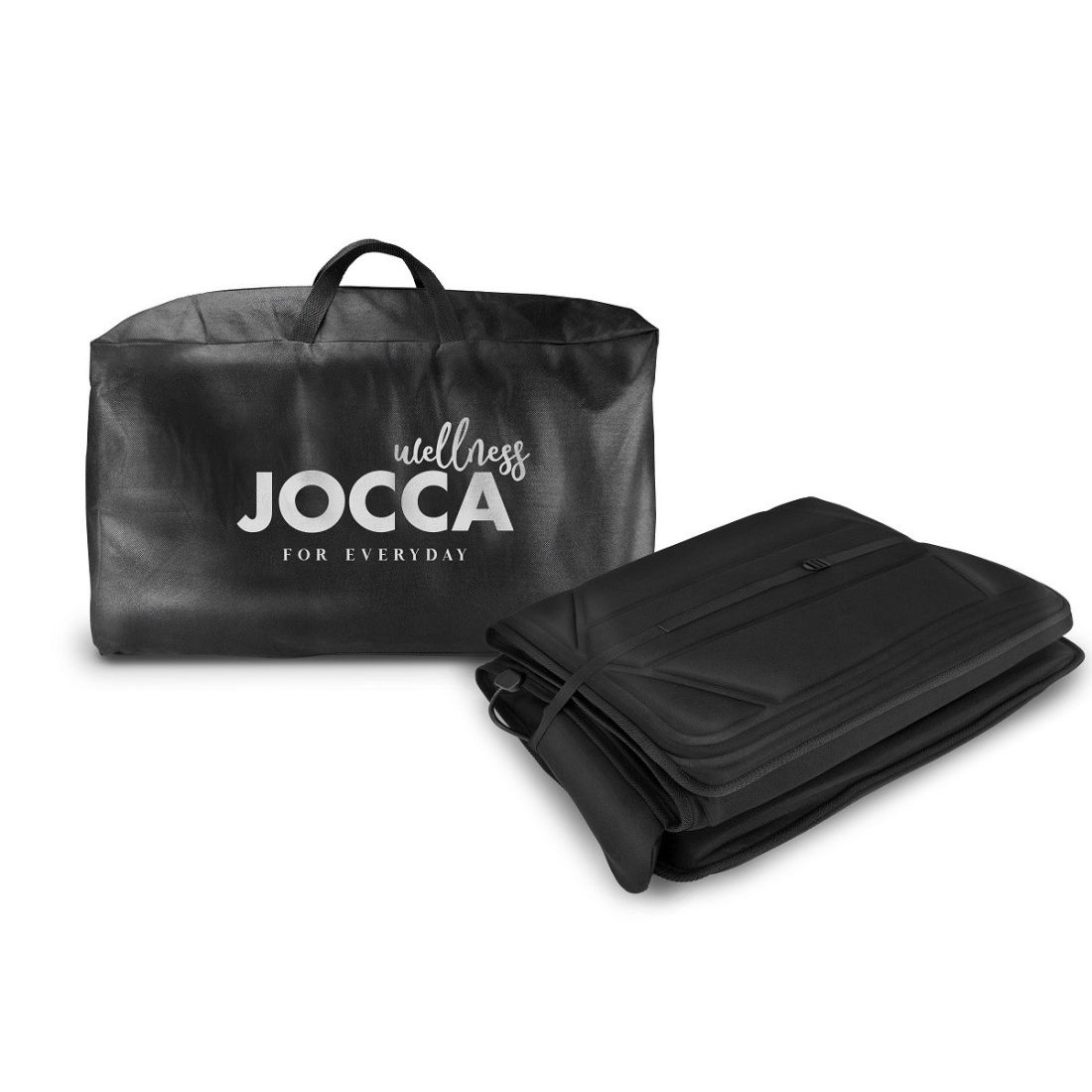 Colchón masajeador Jocca con 4 zonas: cuello_ espalda_ lumbares y muslos_ 10 motores_ 5 modos de masaje_ intensidad ajustable y calor relajante. Plegable y ligero. Bolsa de transporte opcional. Medidas 174x60cm_ potencia 14_4W. Ideal para casa o viaje