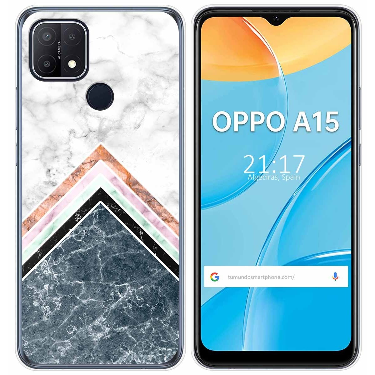Tumundosmartphone Funda Gel Tpu para Oppo A15 diseño Mármol 05 Dibujos