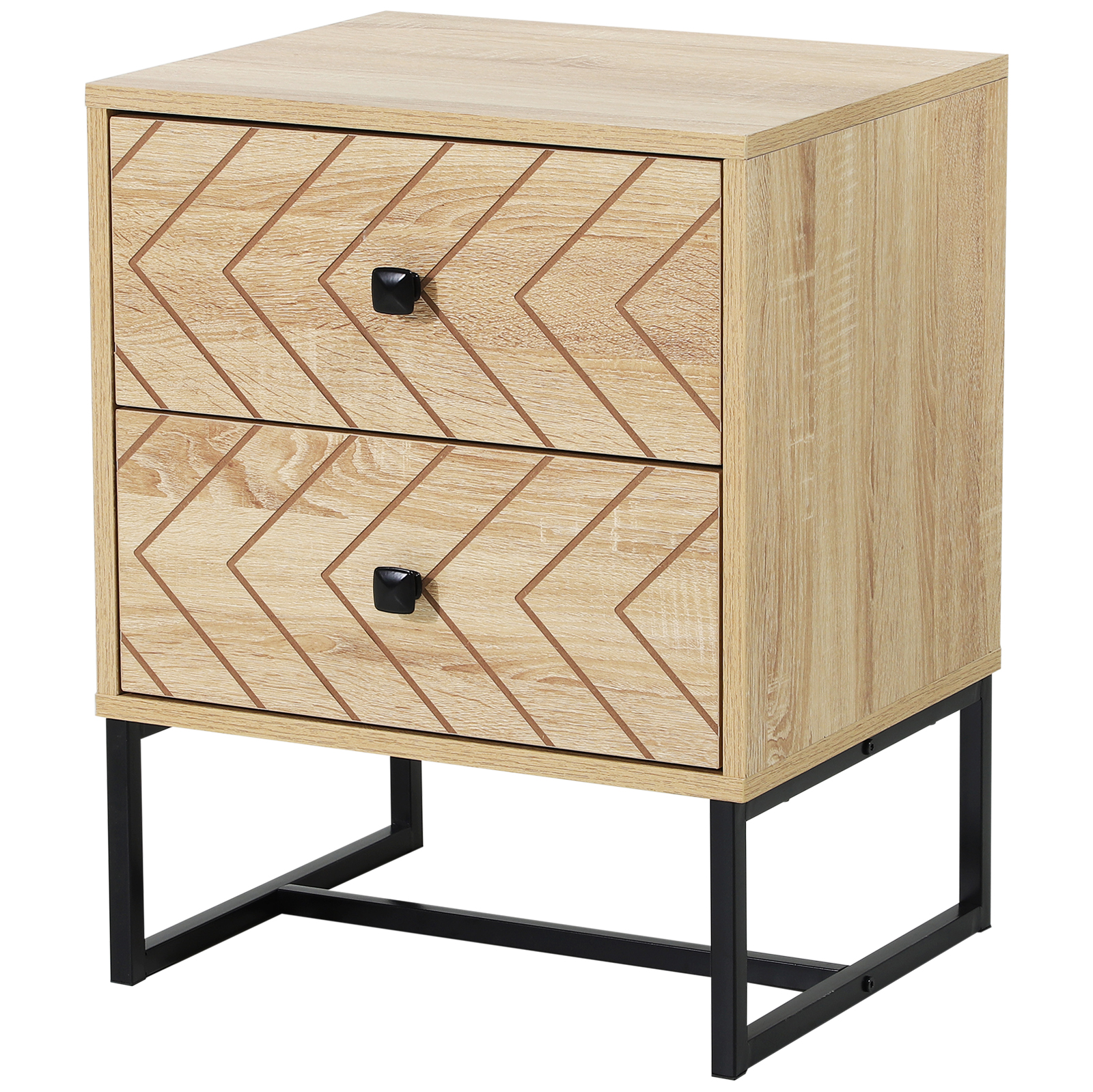 HOMCOM Mesita de Noche Cajonera Madera con 2 Cajones para Dormitorio Armario Almacenamiento 48x39.5x60cm