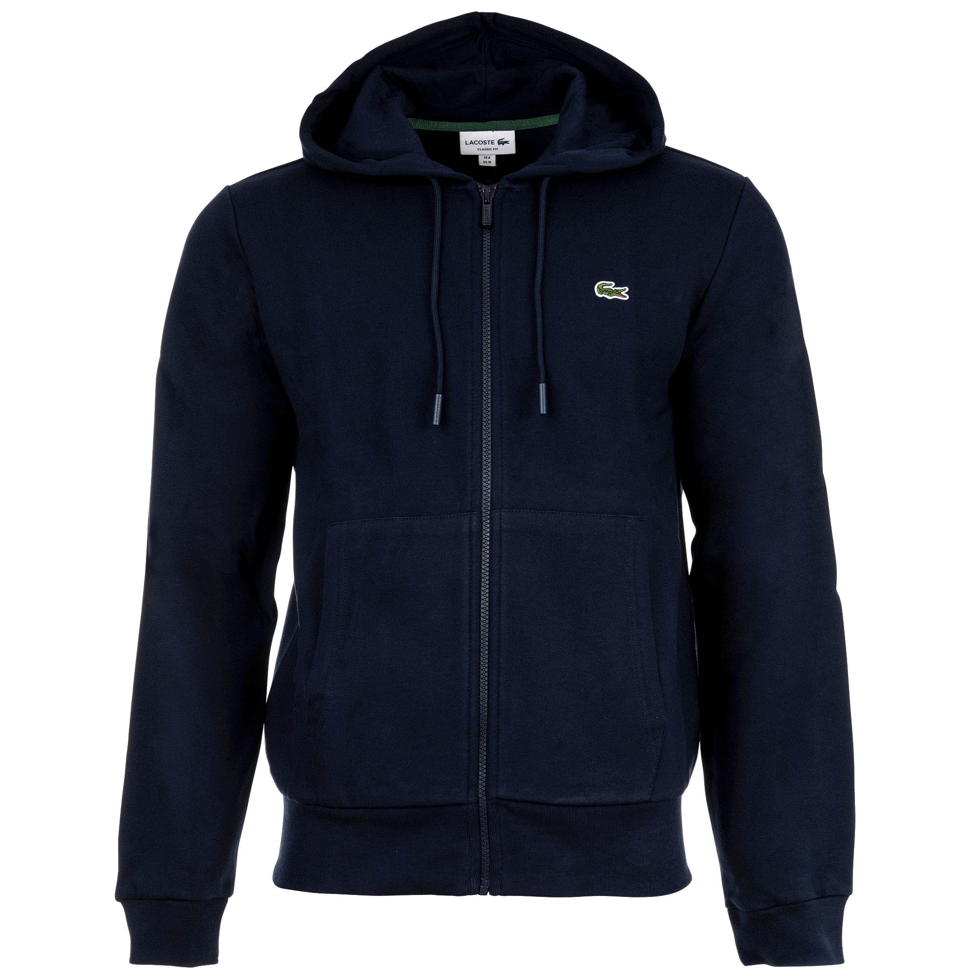 LACOSTE chaqueta de chándal con capucha para hombre - cremallera, vellón cepillado, mezcla de algodón