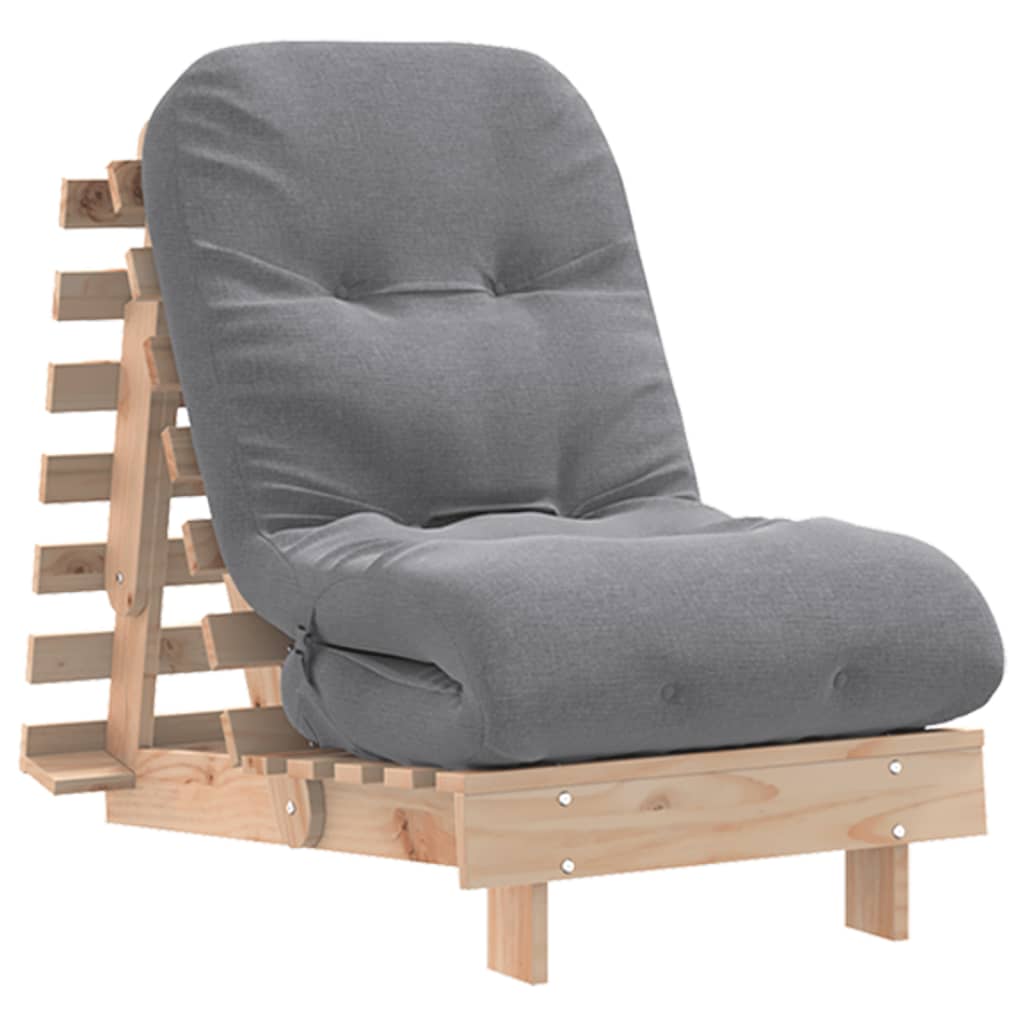 vidaXL Futón sofá cama con colchón madera maciza 60x206x11 cm en color Blanco/Douglas natural/Marrón cera y más