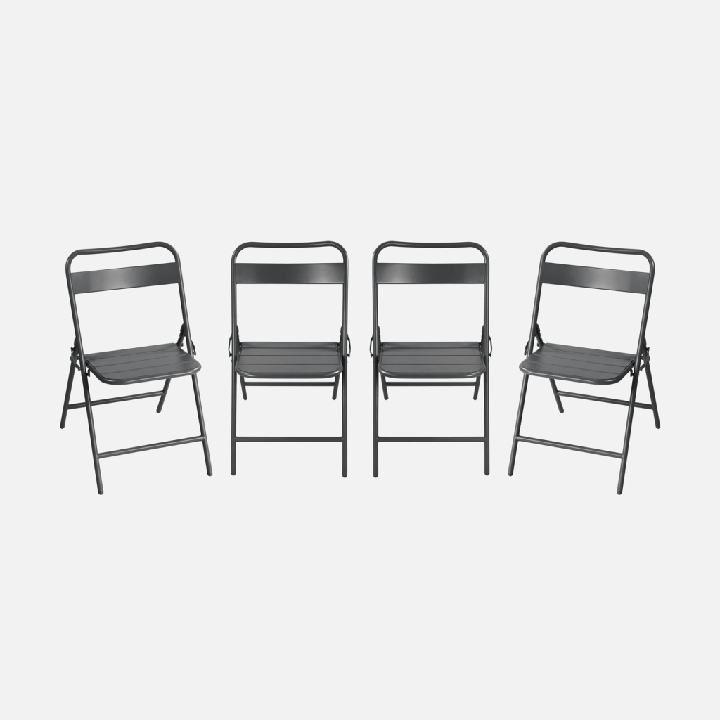 sweeek - Silla de jardín plegable de acero, set de 4 , Amelia , 44x49x79