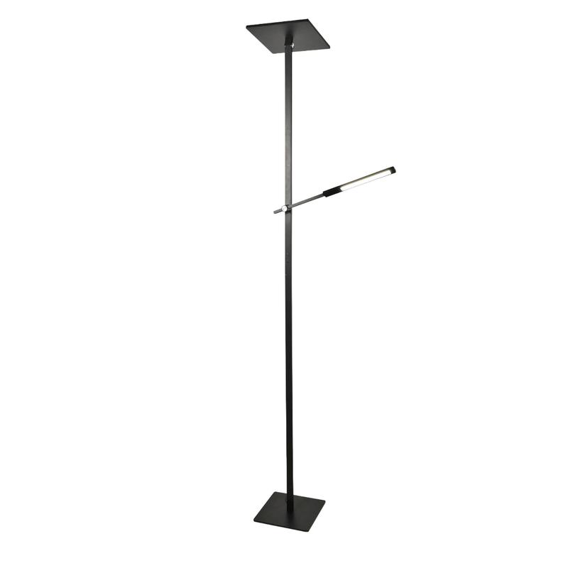 Ideal - Lámpara de pie LED negra de metal H.180 cm Fabas Luce - 2 luces de 40W y 8W con LED integrado 3000K