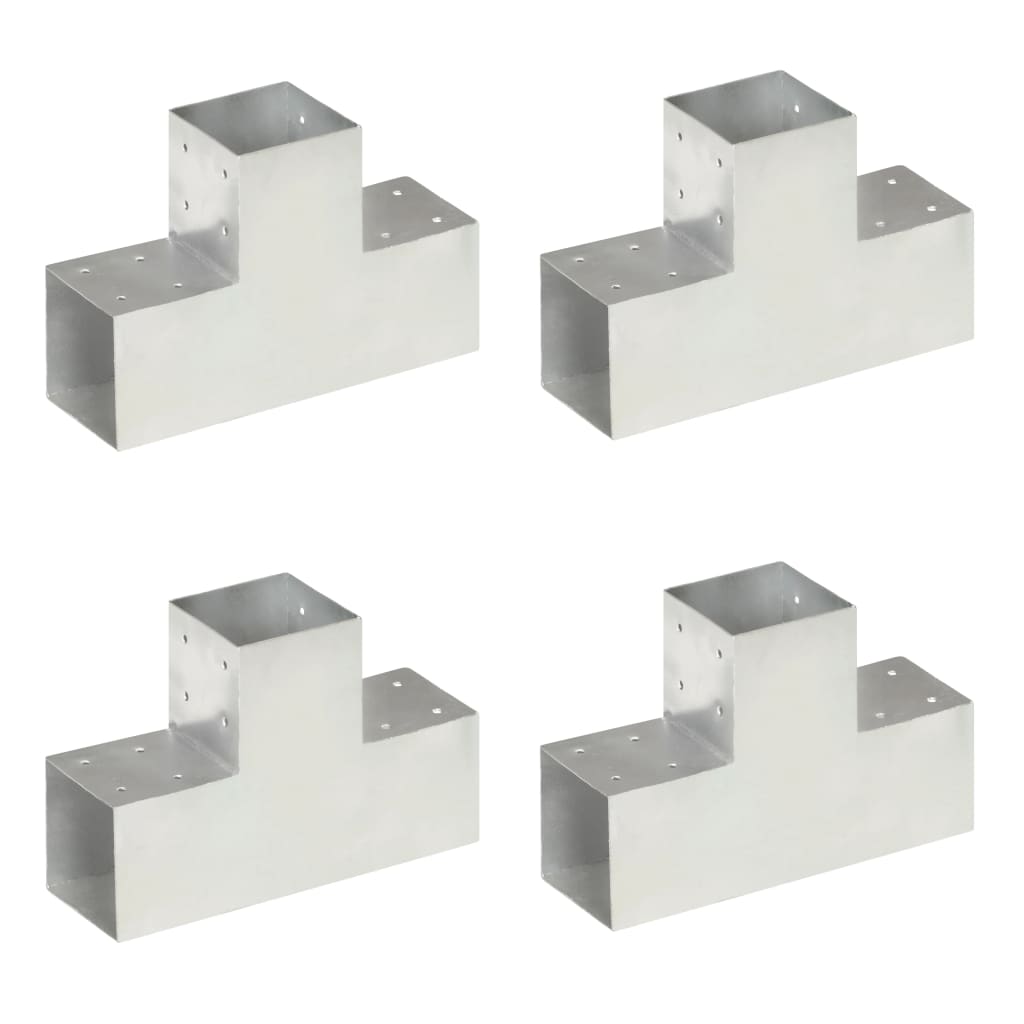 vidaXL Conectores de Postes en T Metal Galvanizado (4 unidades) Soporte Jardín Dimensiones 71 x 71 mm,  81 x 81 mm,  91 x 91 mm y mas