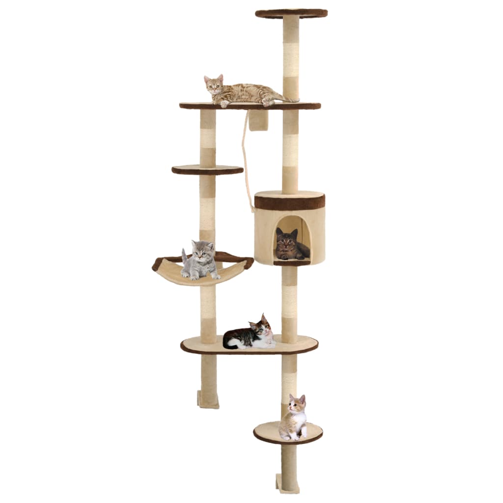vidaXL Rascador para Gatos de Pared con Postes de Sisal 194 cm y  Color Beige y marrón,  Beige, y mas